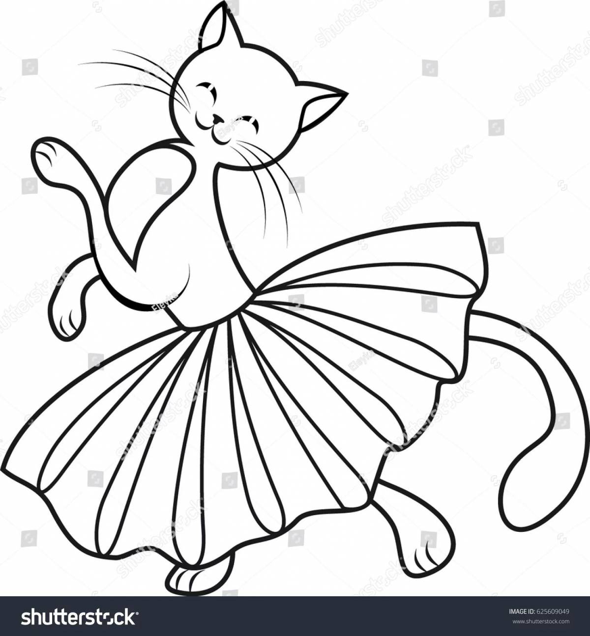 Coloring artistic cat ballerina