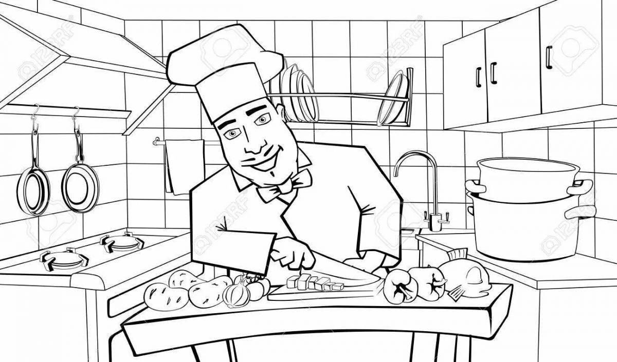 Charming chef coloring page