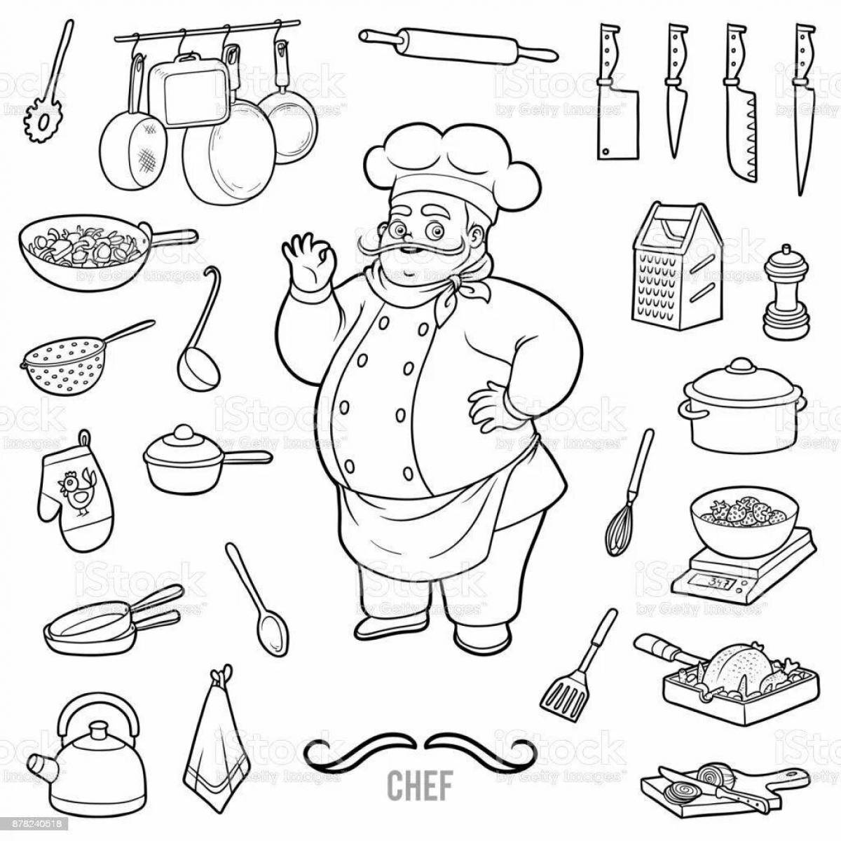 Coloring book shining chef