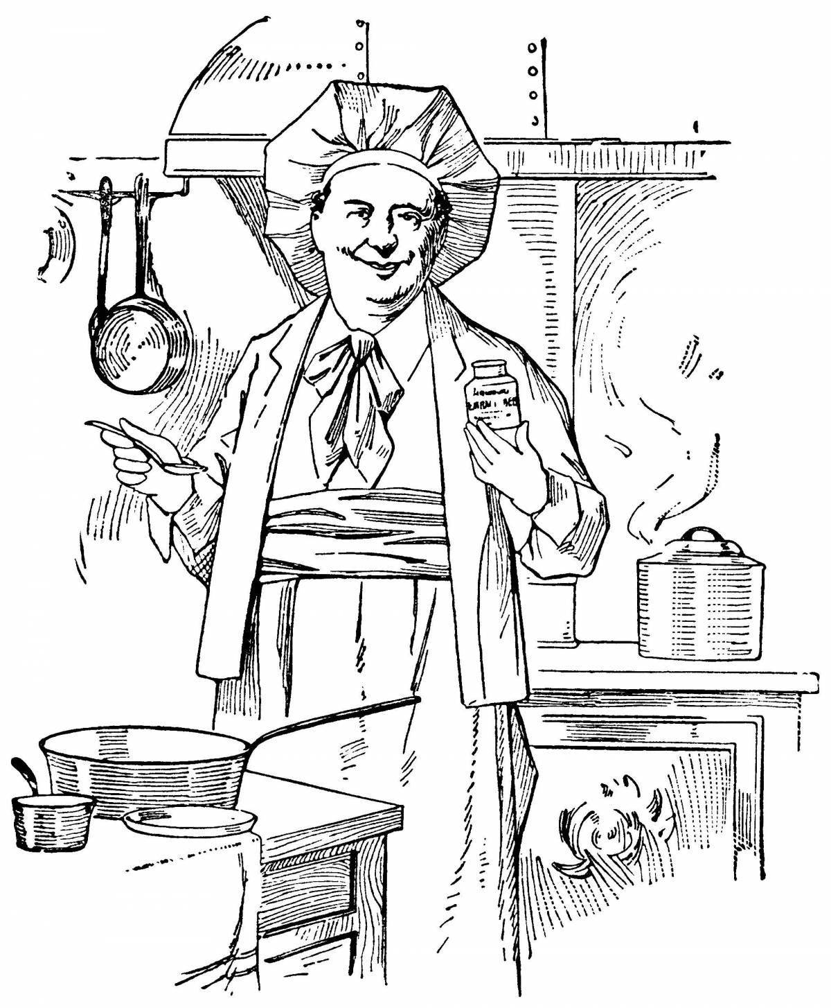 Glowing chef coloring page