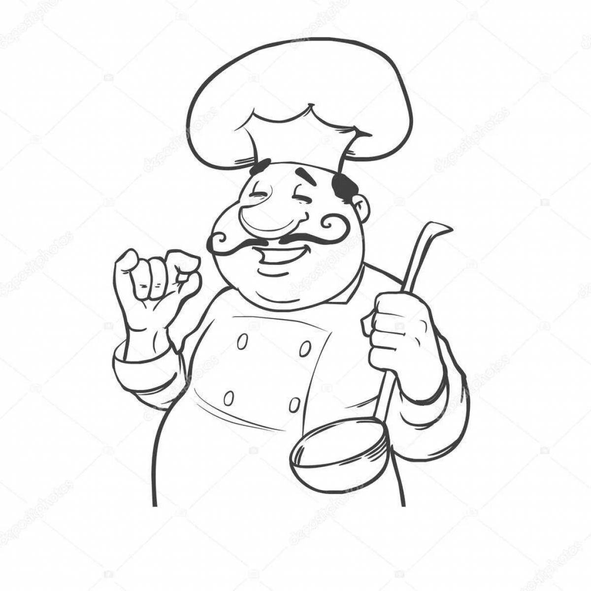 Attractive chef coloring page