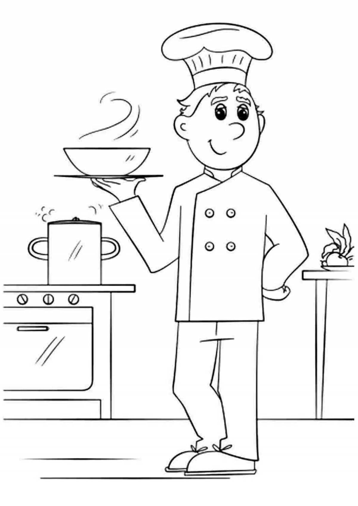 Coloring page funny chef