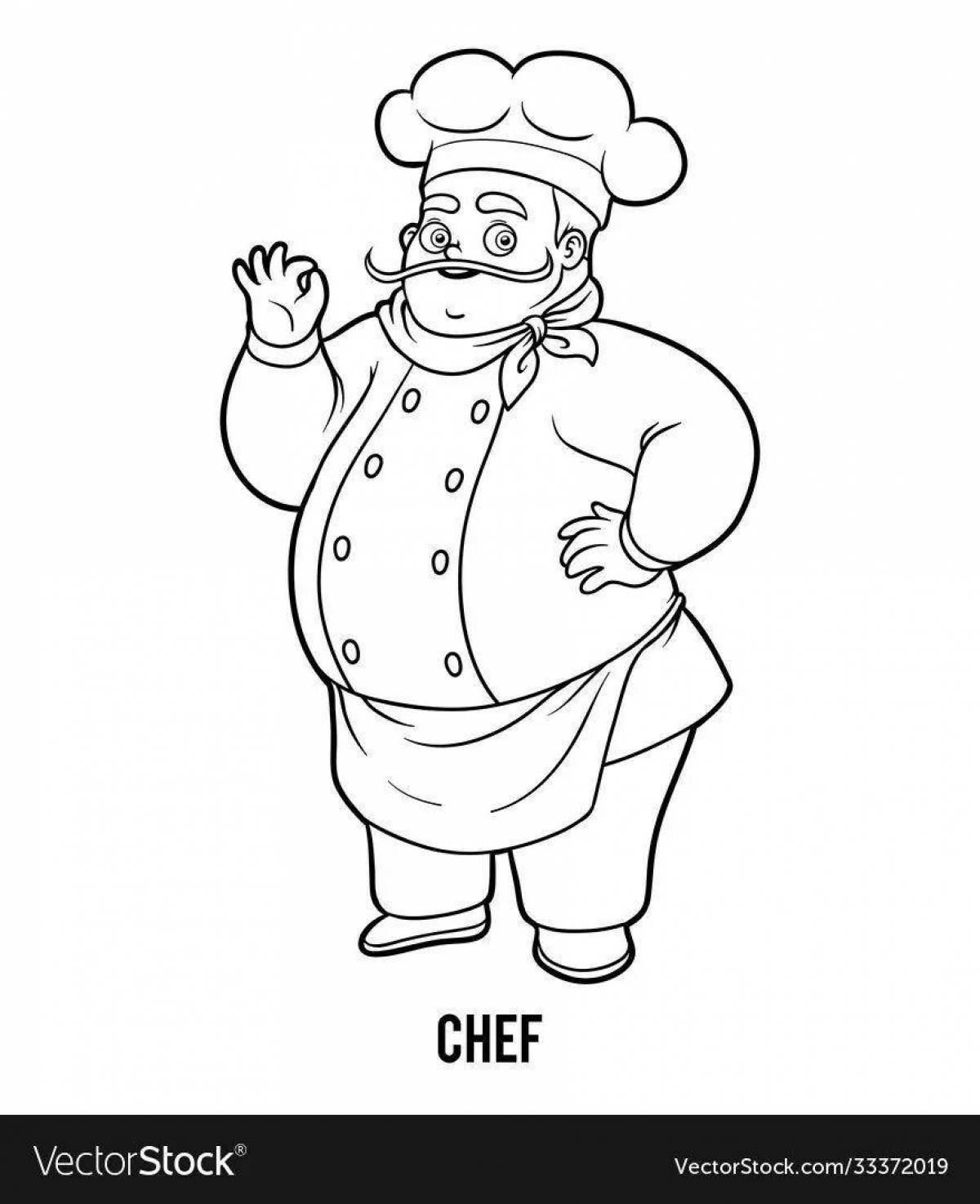 Funny chef coloring page
