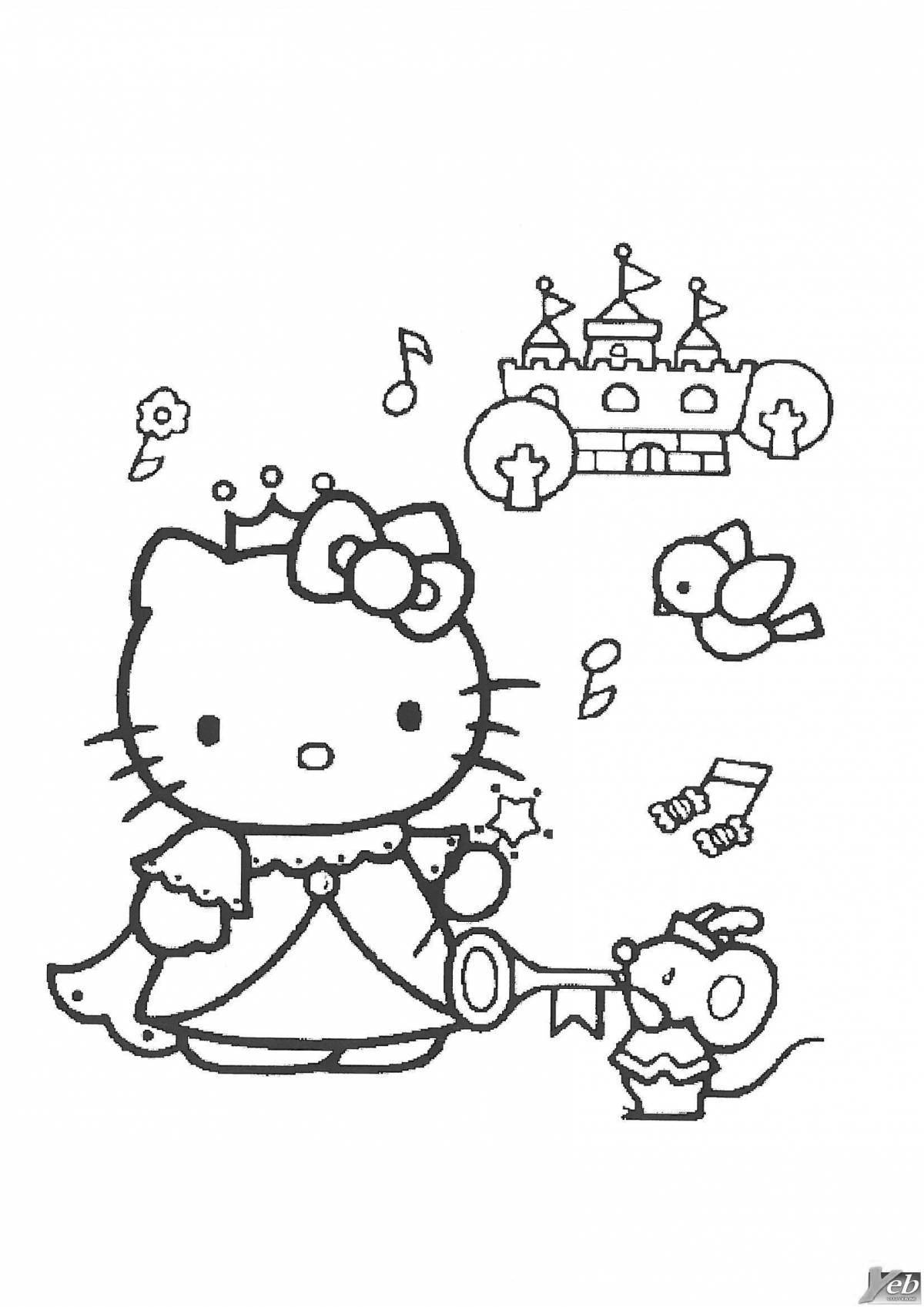 Joyful coloring kitty chick