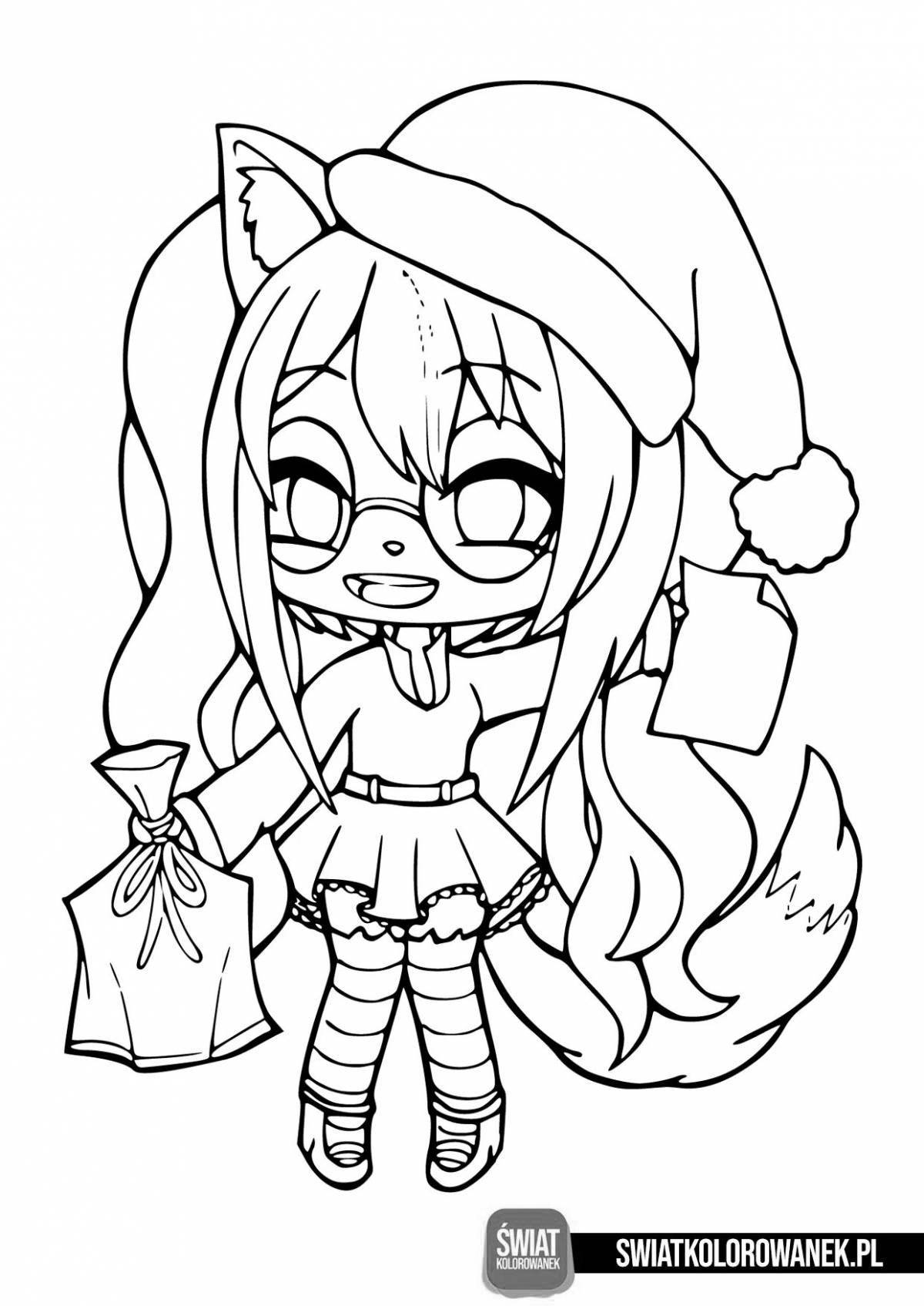 Coloring page joyful gacha girl