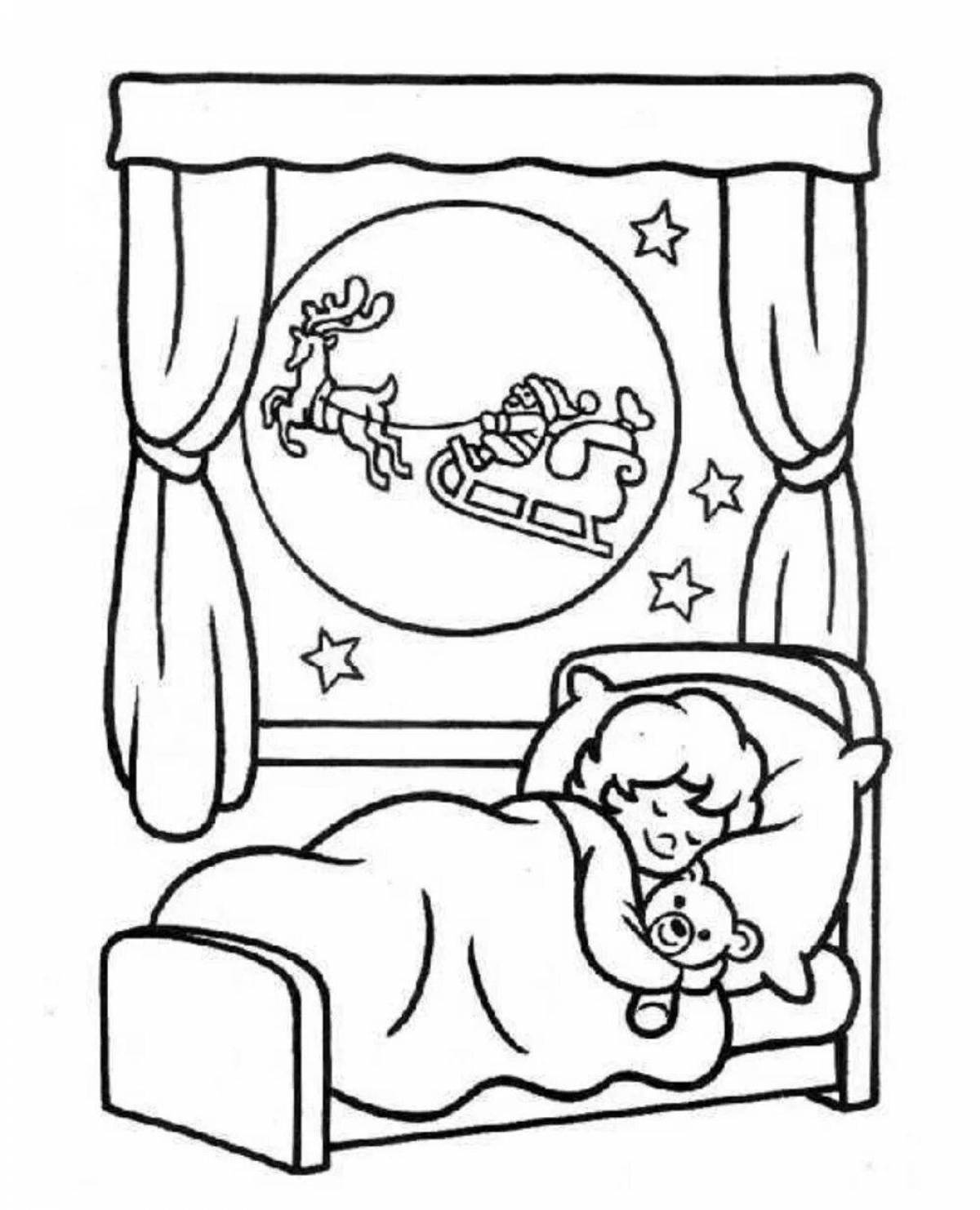 Cosy sleeping baby coloring page