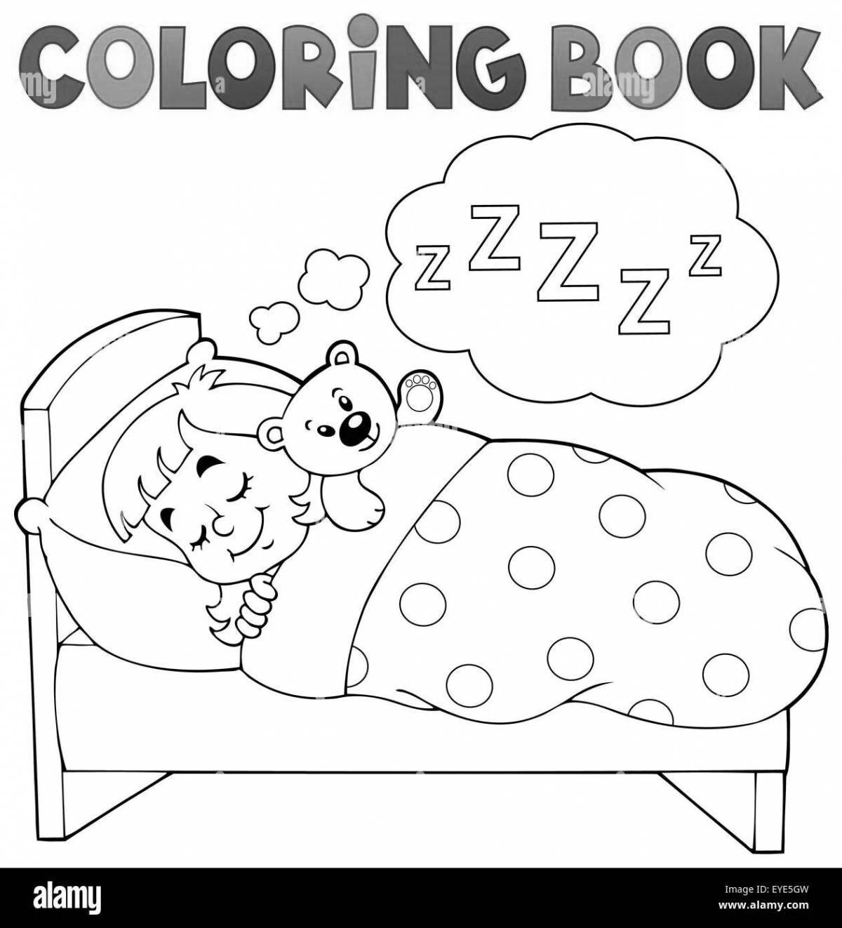 Cute sleeping baby coloring page