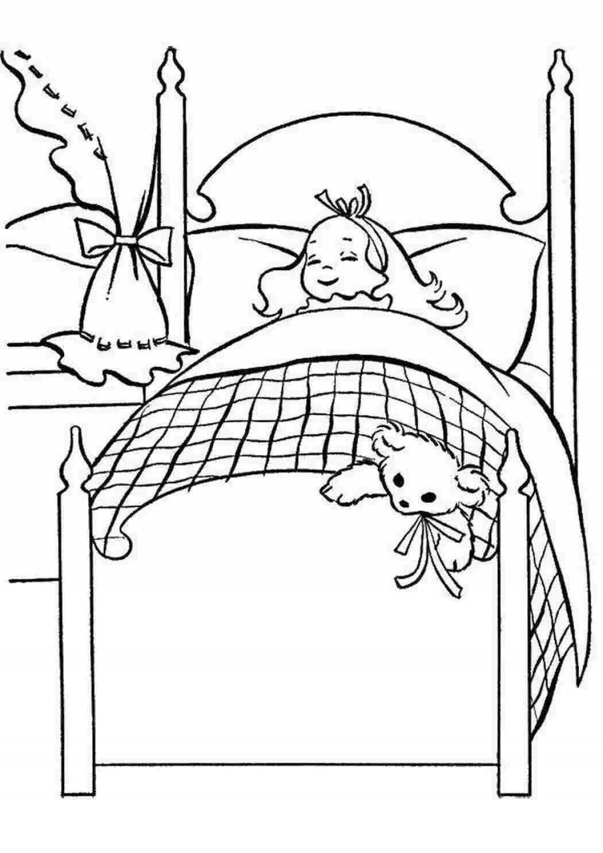 Coloring page cozy sleeping baby