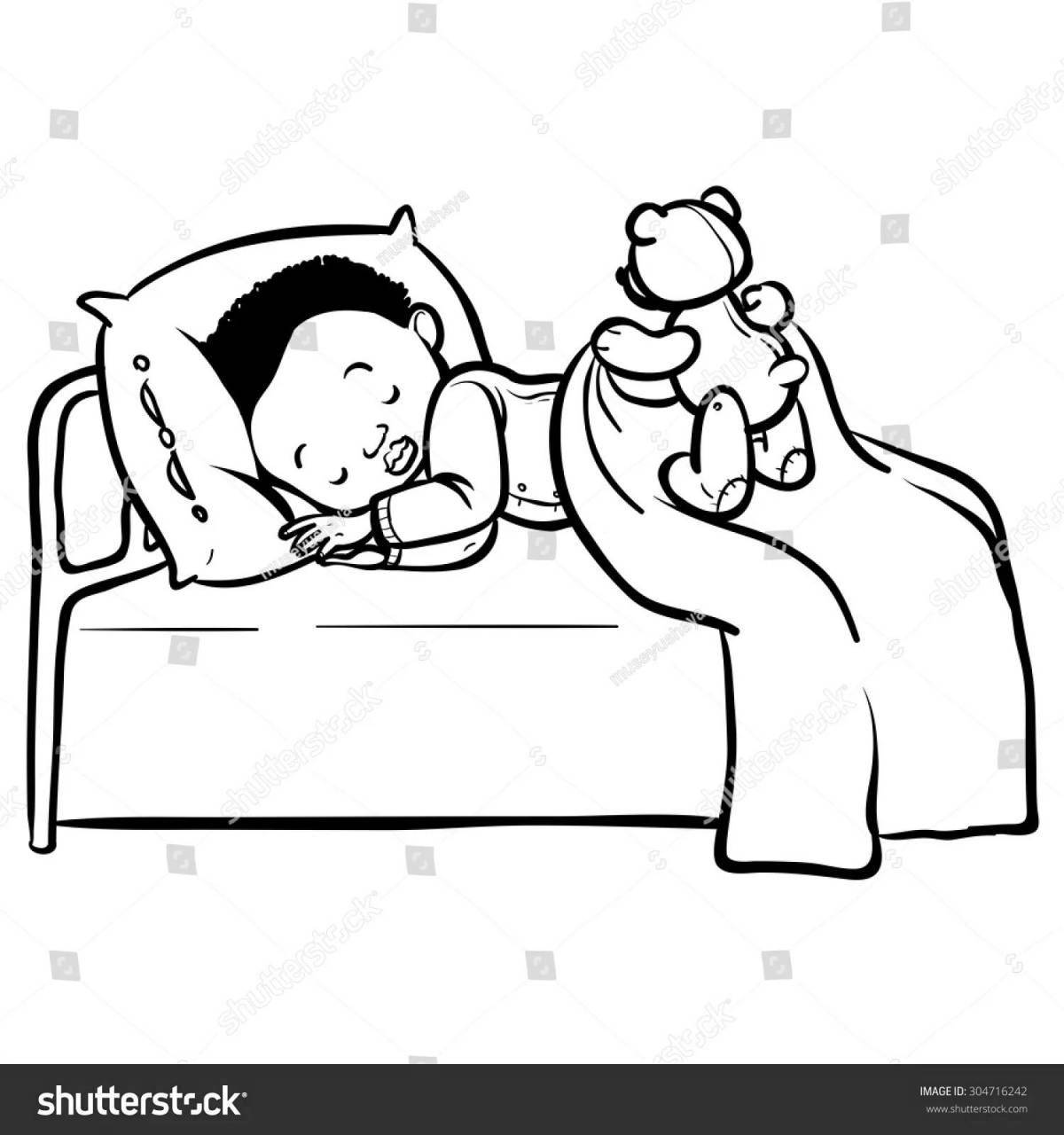 Calm sleeping baby coloring page