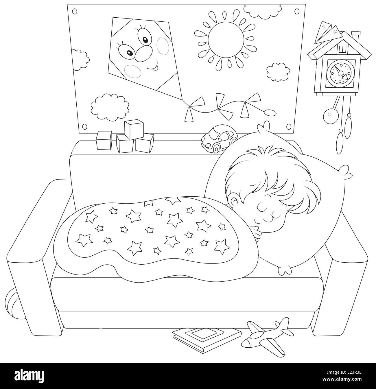 Расслабленный спящий ребенок раскраска