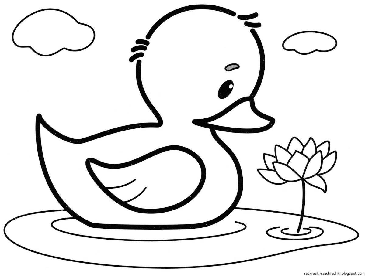 Coloring page joyful duck