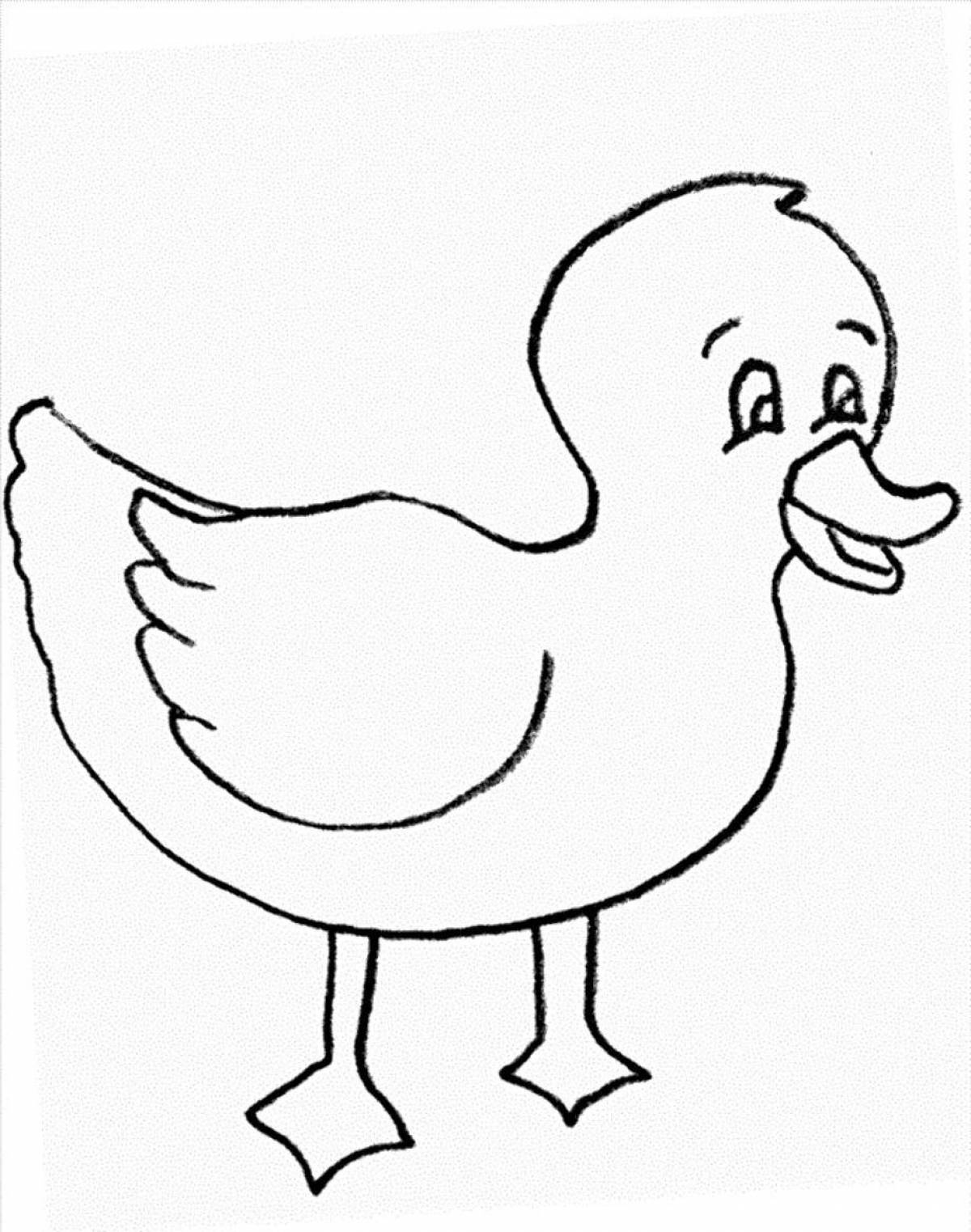 Coloring page playful little duck