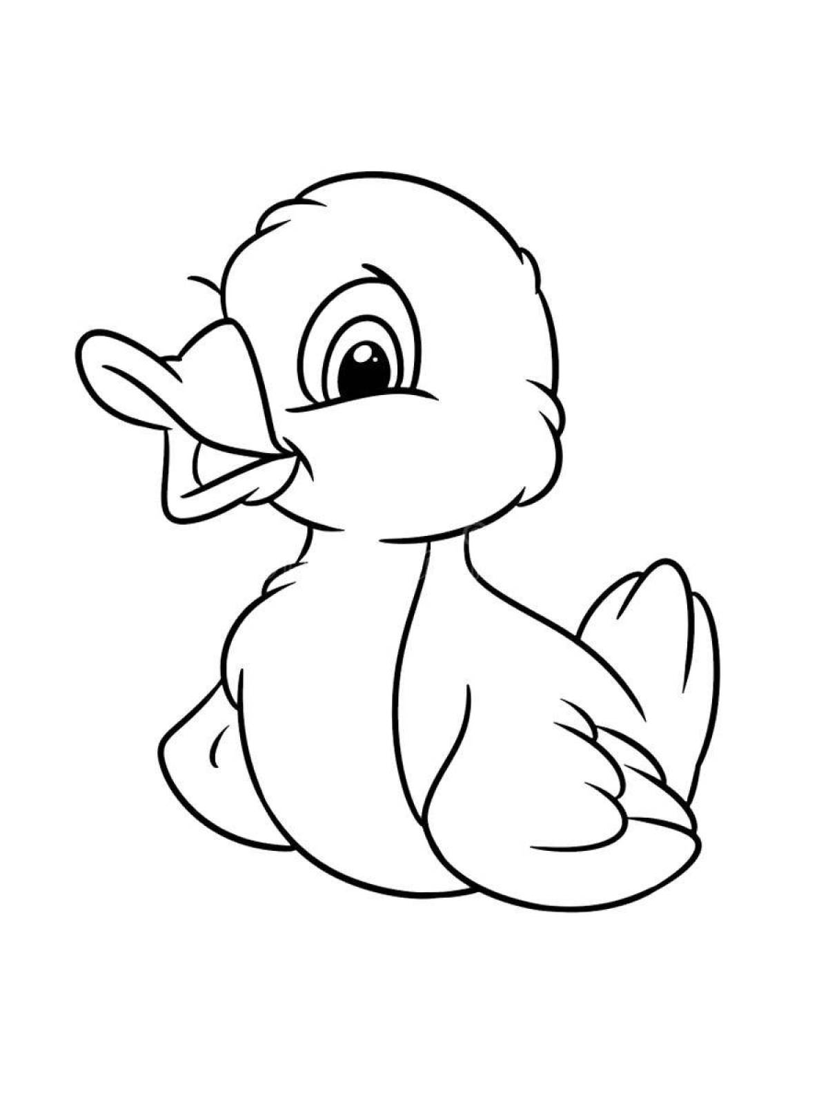 Coloring book energetic duck