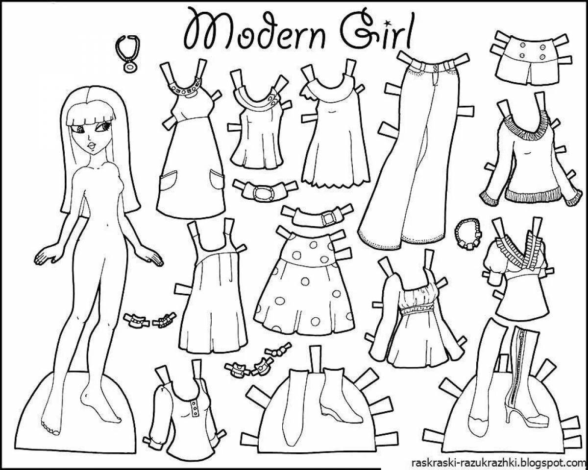 Coloring pages for girls in colorful dresses