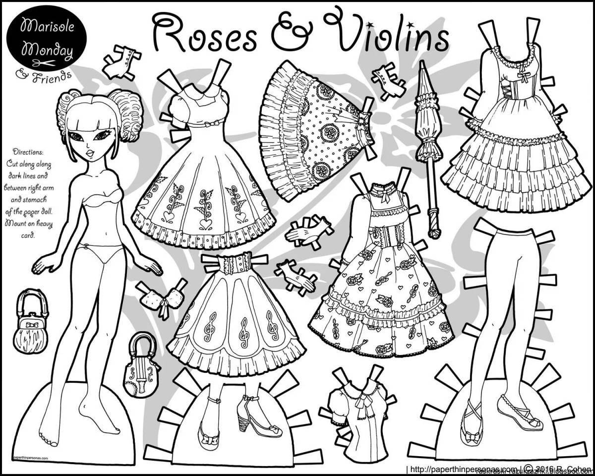 Coloring book for girls in a charming dress