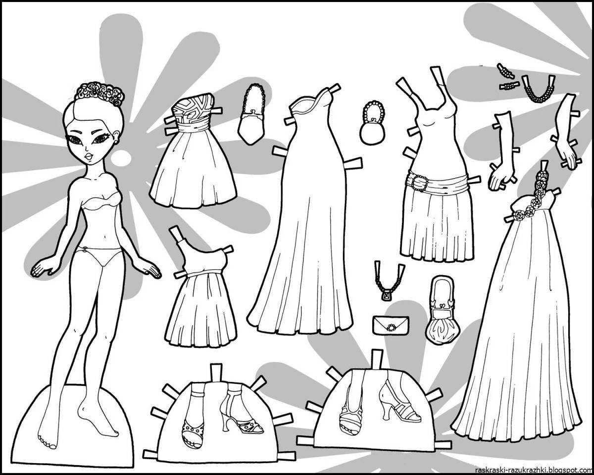 Coloring book for girls in sparkling dresses