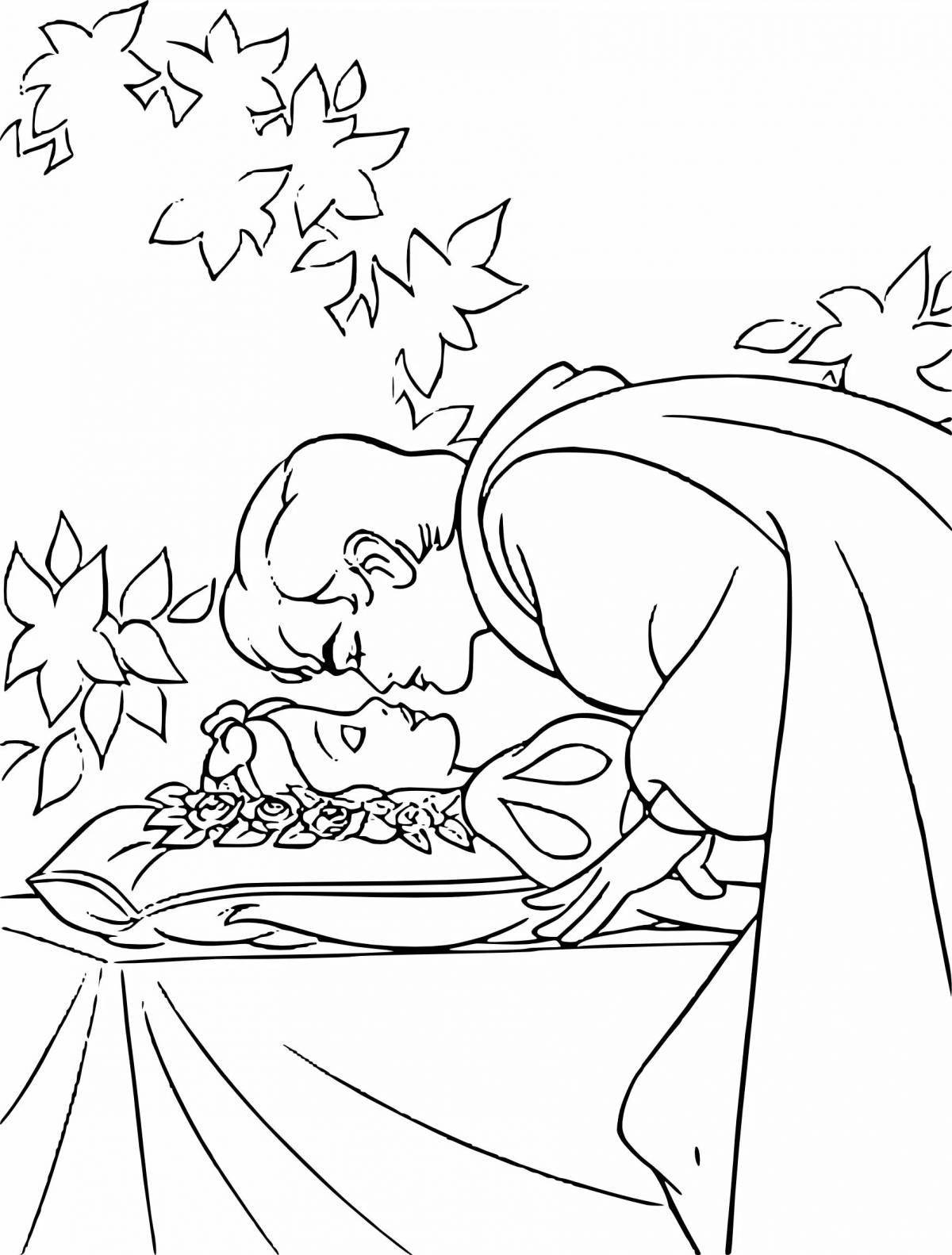 Coloring dreamy sleeping princess