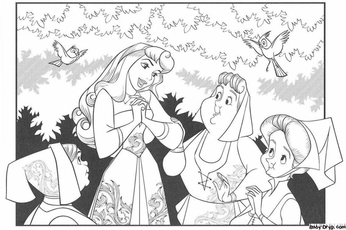 Adorable sleeping princess coloring page