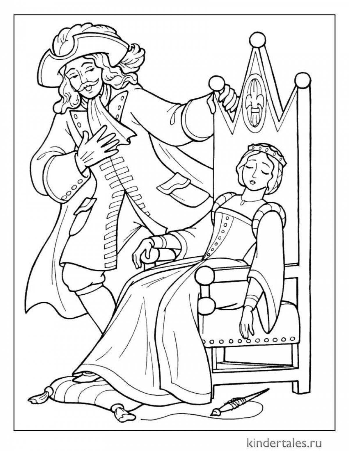 Coloring peaceful sleeping princess