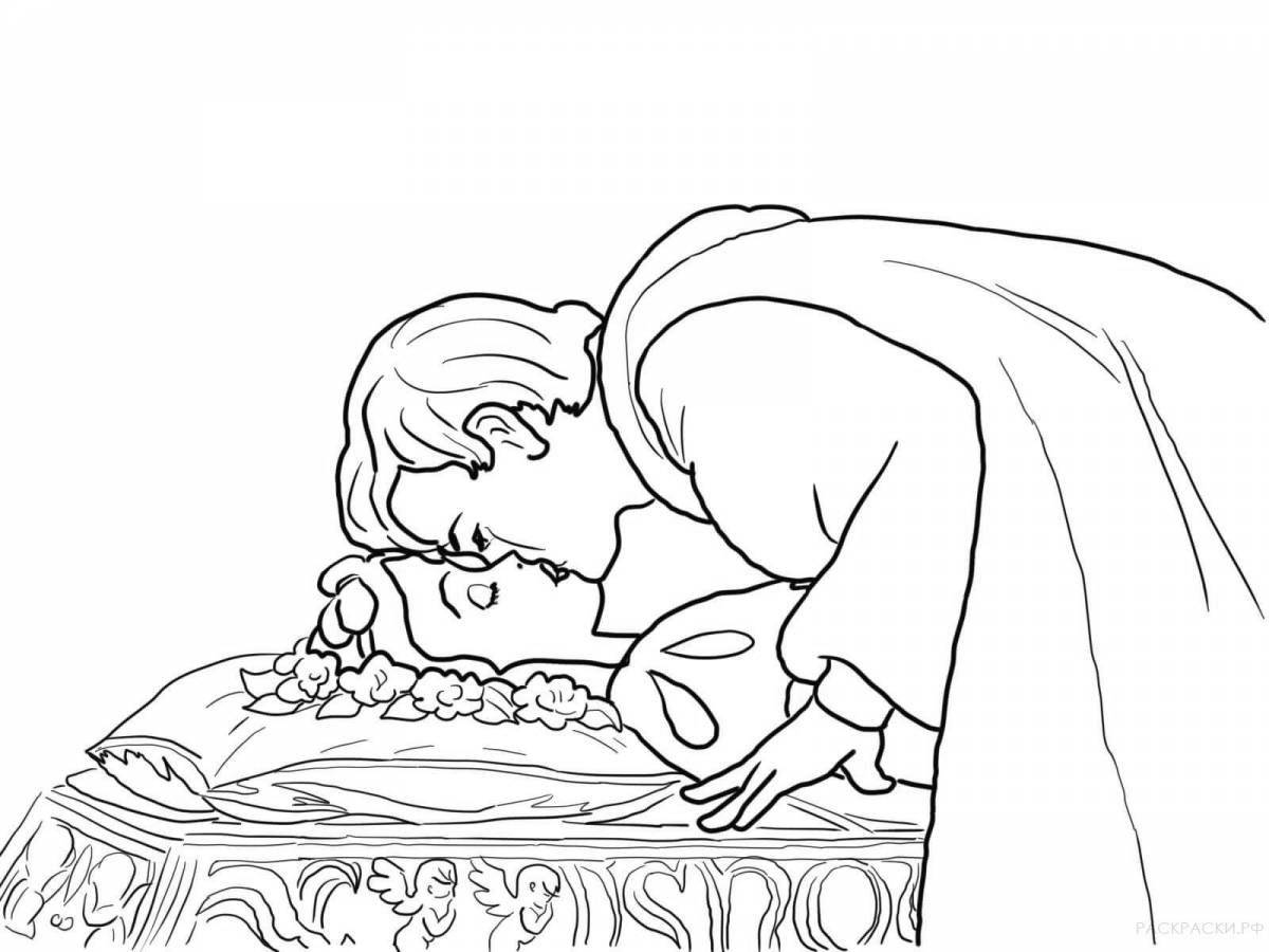 Gorgeous sleeping princess coloring page