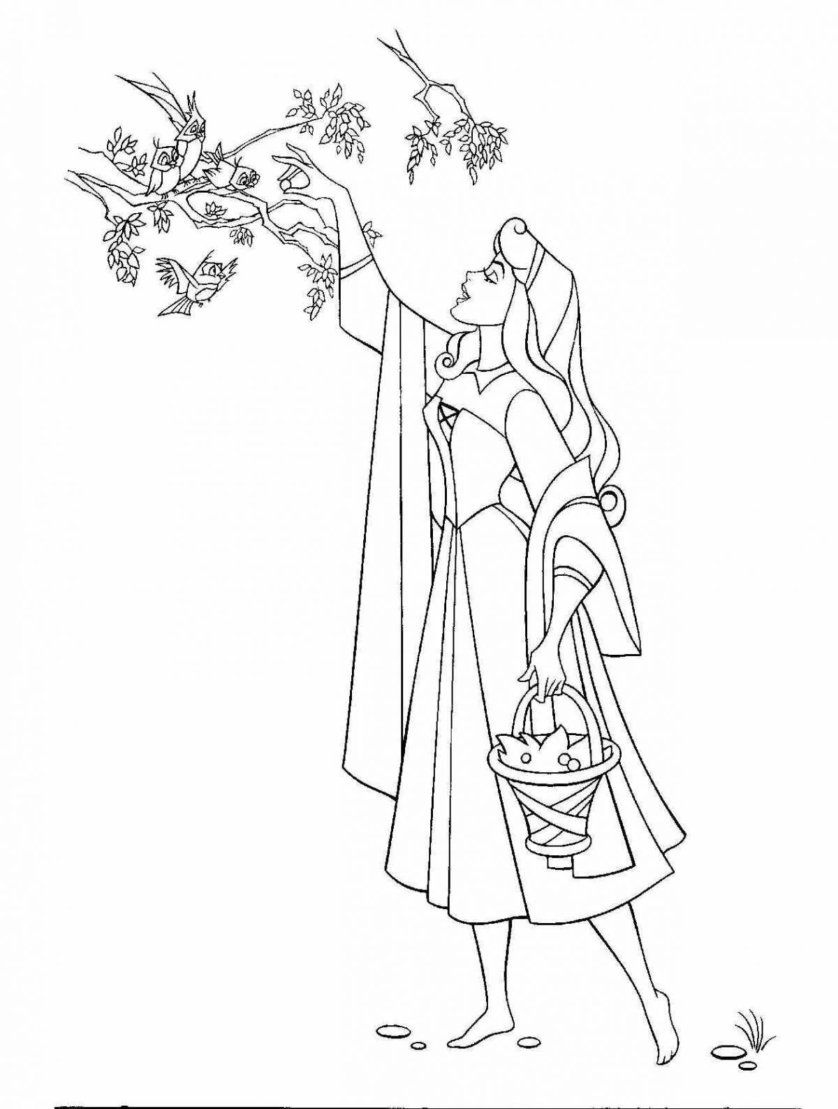 Coloring sky sleeping princess