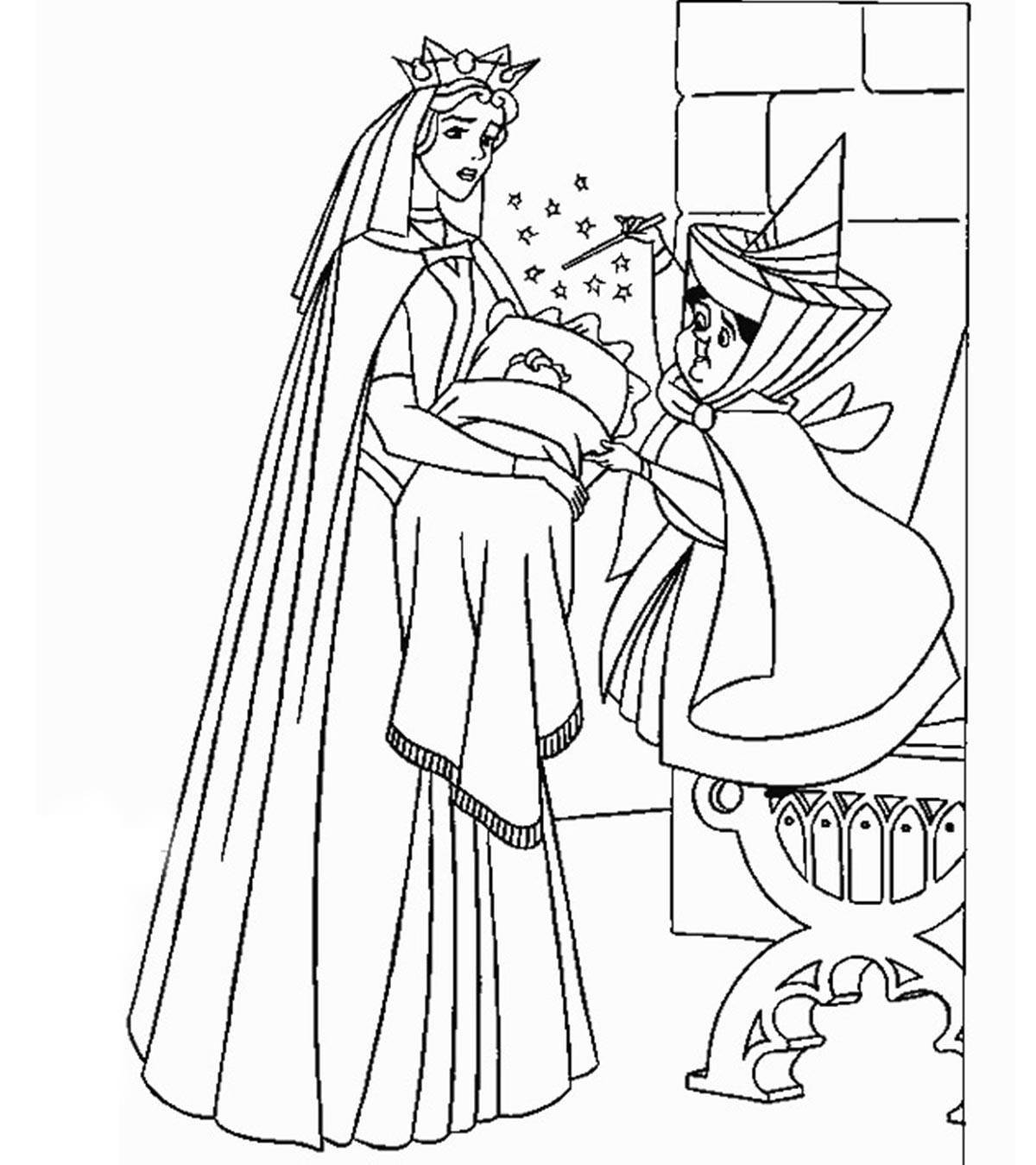 Living sleeping princess coloring page