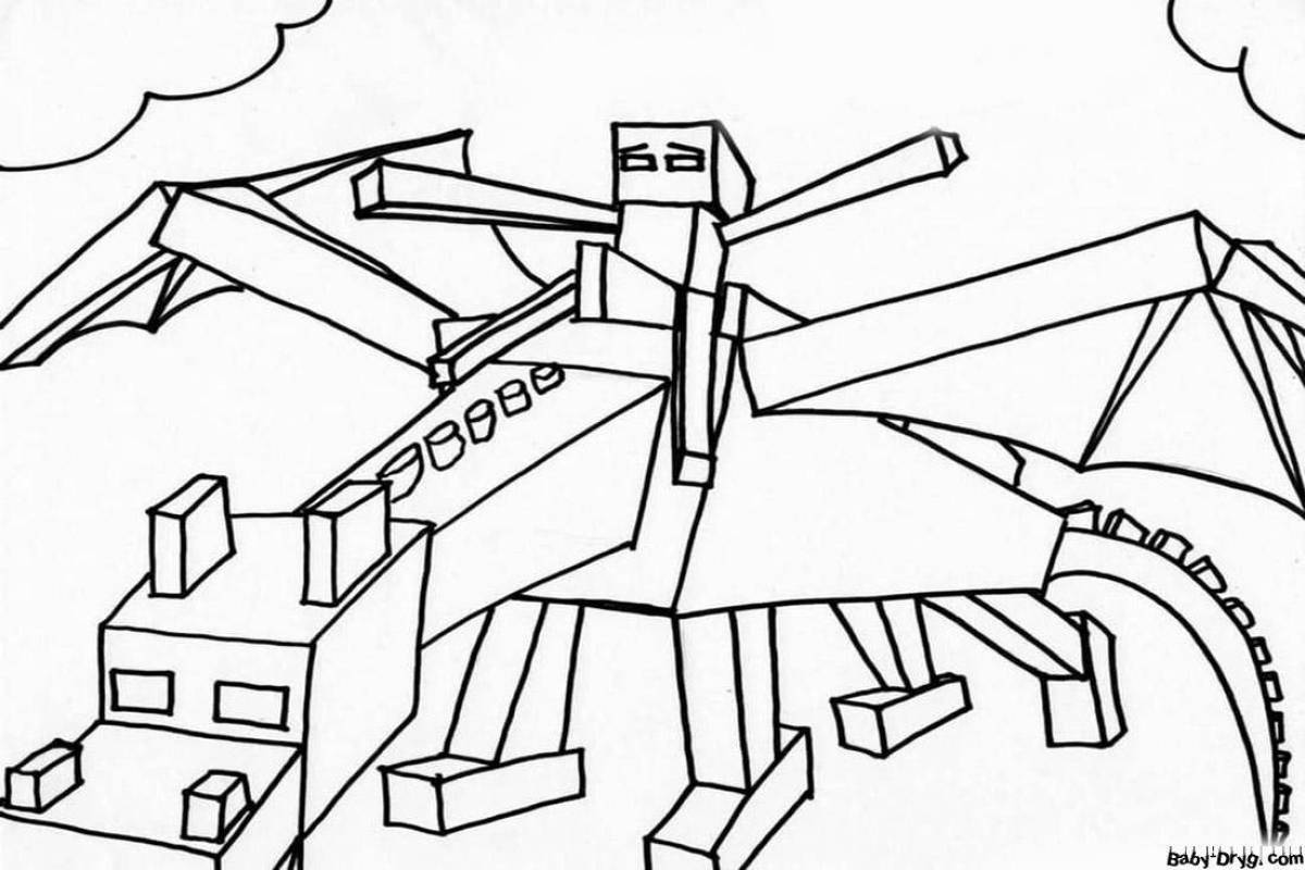 Joyful minecraft robot coloring page