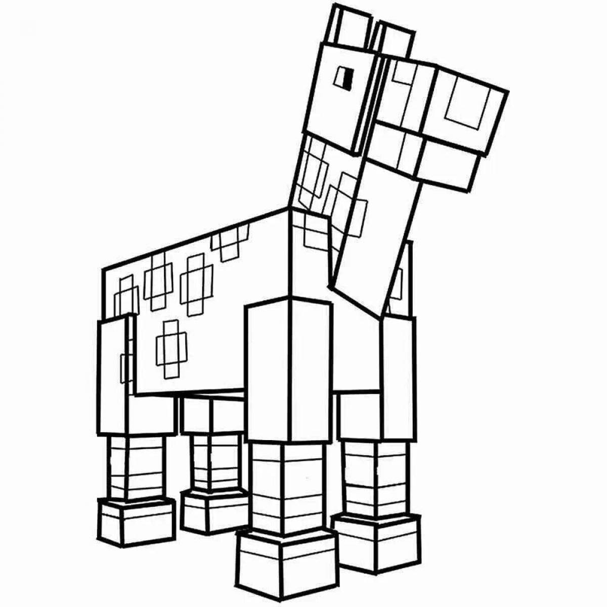 Playful minecraft robot coloring page