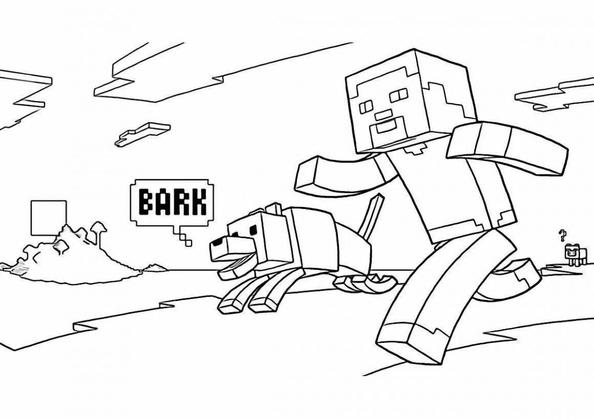 Exciting minecraft robot coloring page