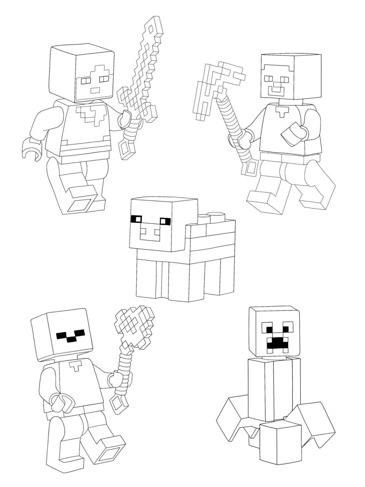 Awesome minecraft robot coloring page