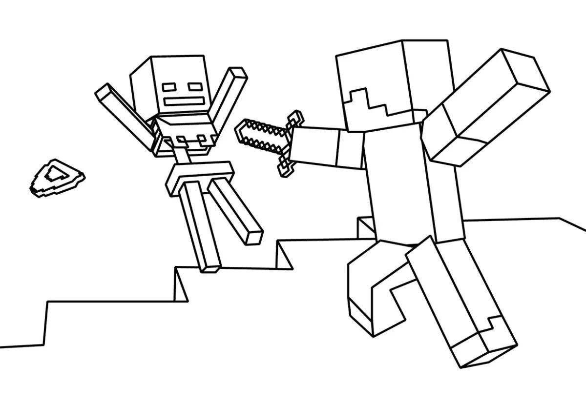 Adorable minecraft robot coloring page