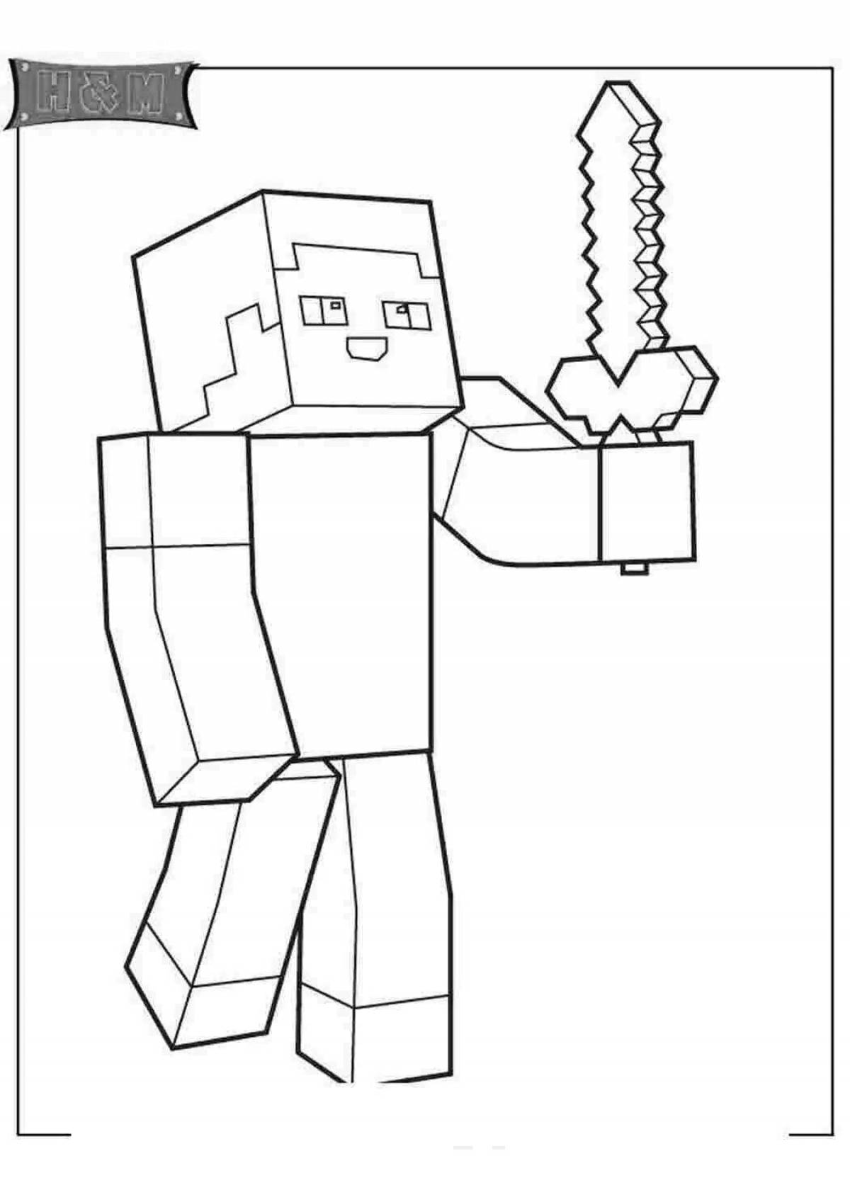 Unique minecraft robot coloring page