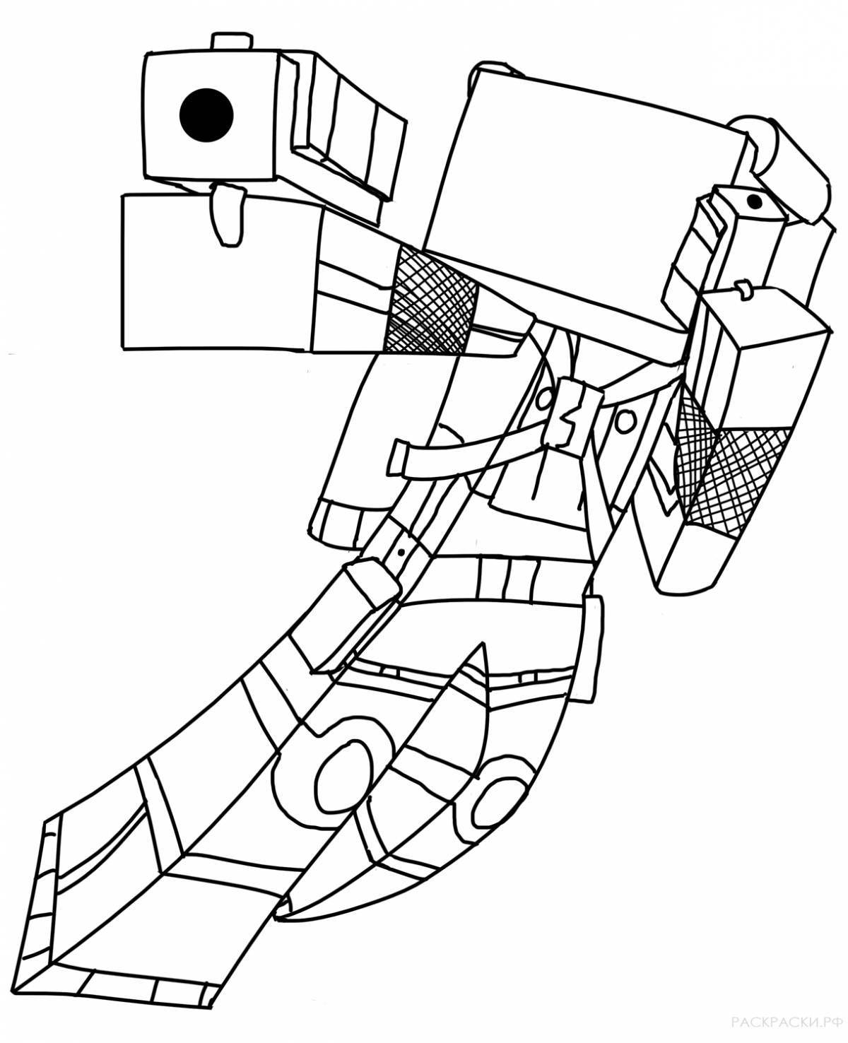 Attractive minecraft robot coloring page
