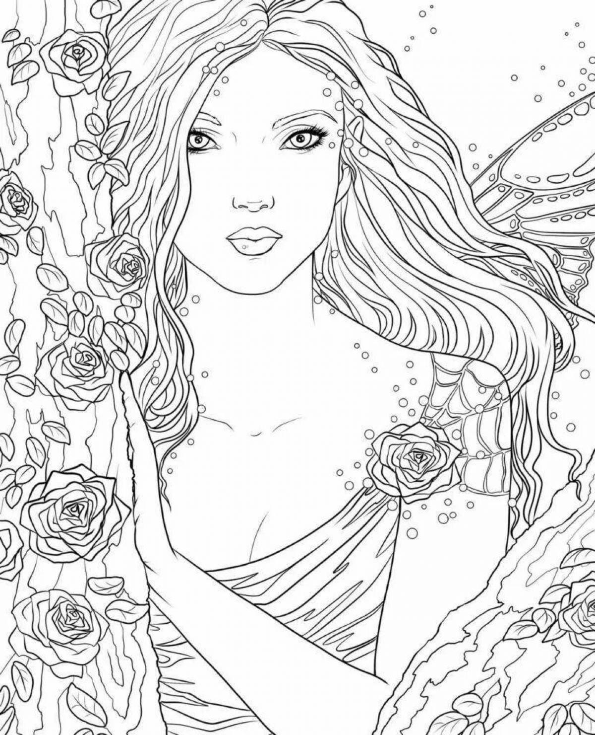 Art girl shining coloring book