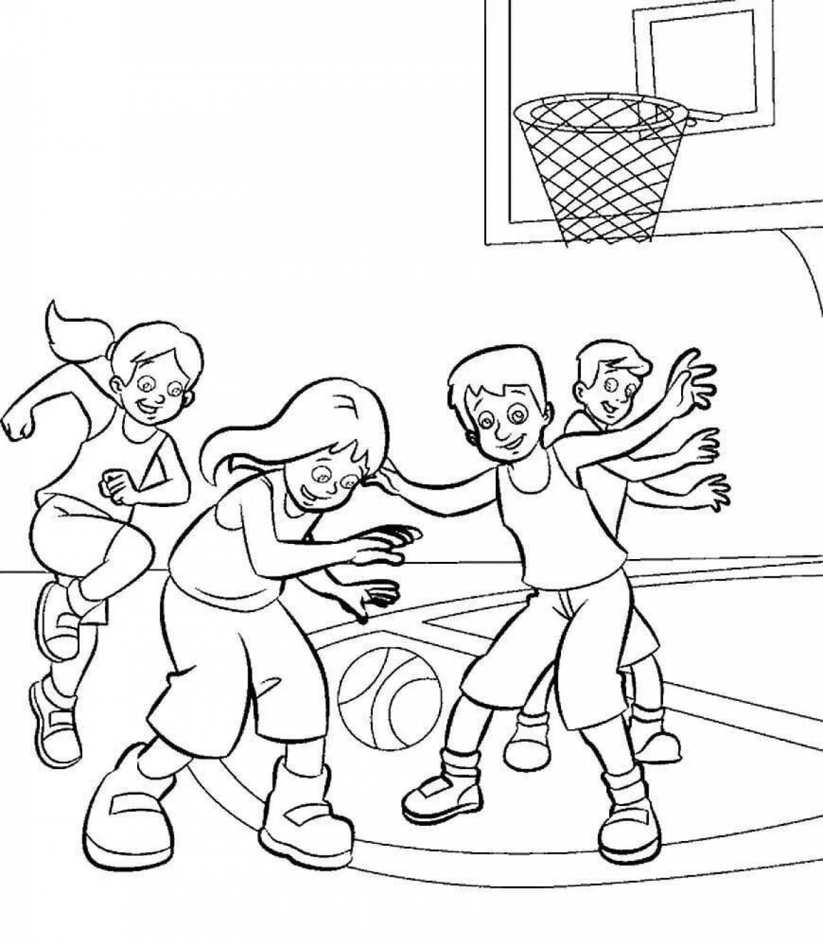 Colorful sports family coloring book