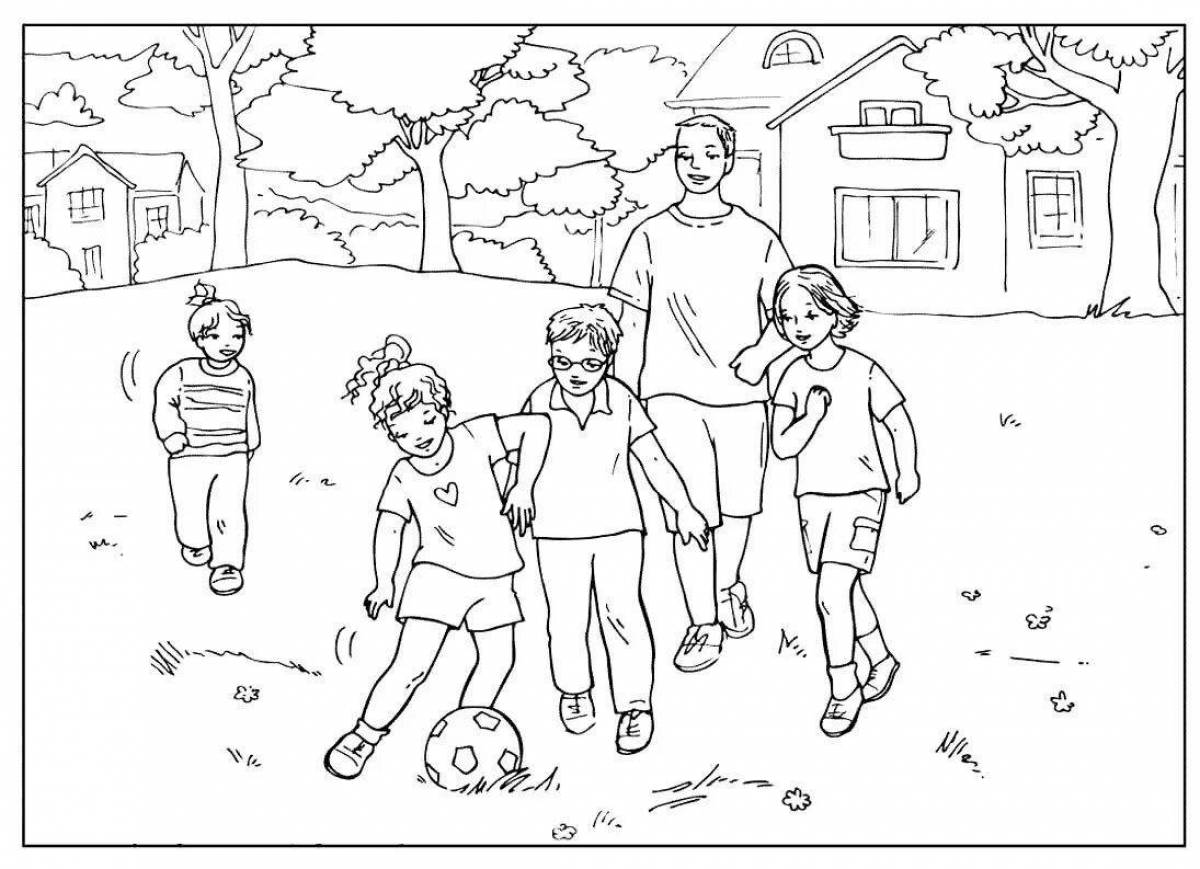 Color-explosive sports family coloring page