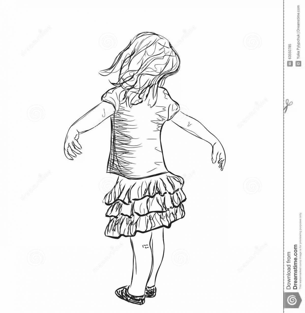 Coloring page shining standing girl
