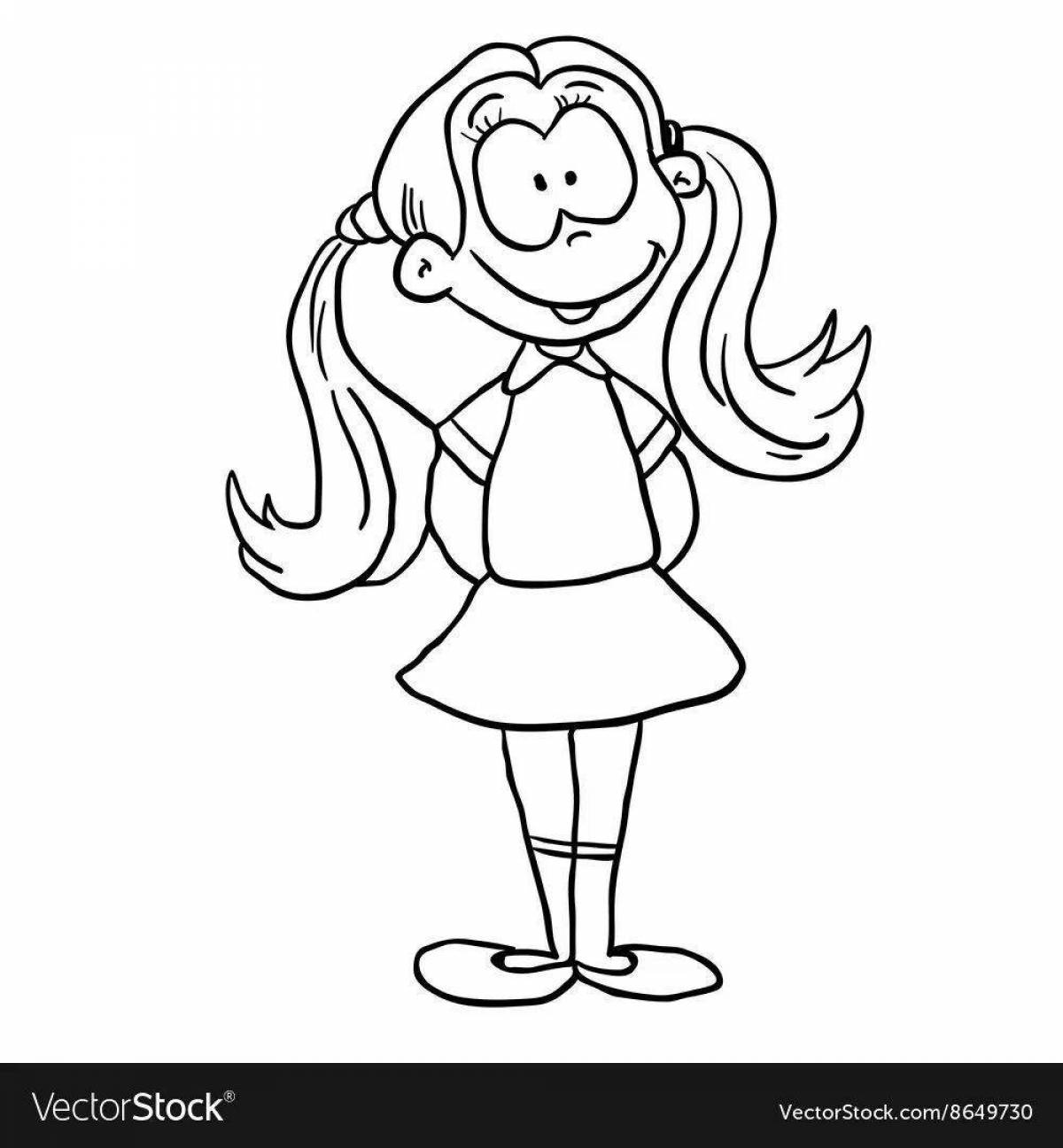 Adorable standing coloring girl