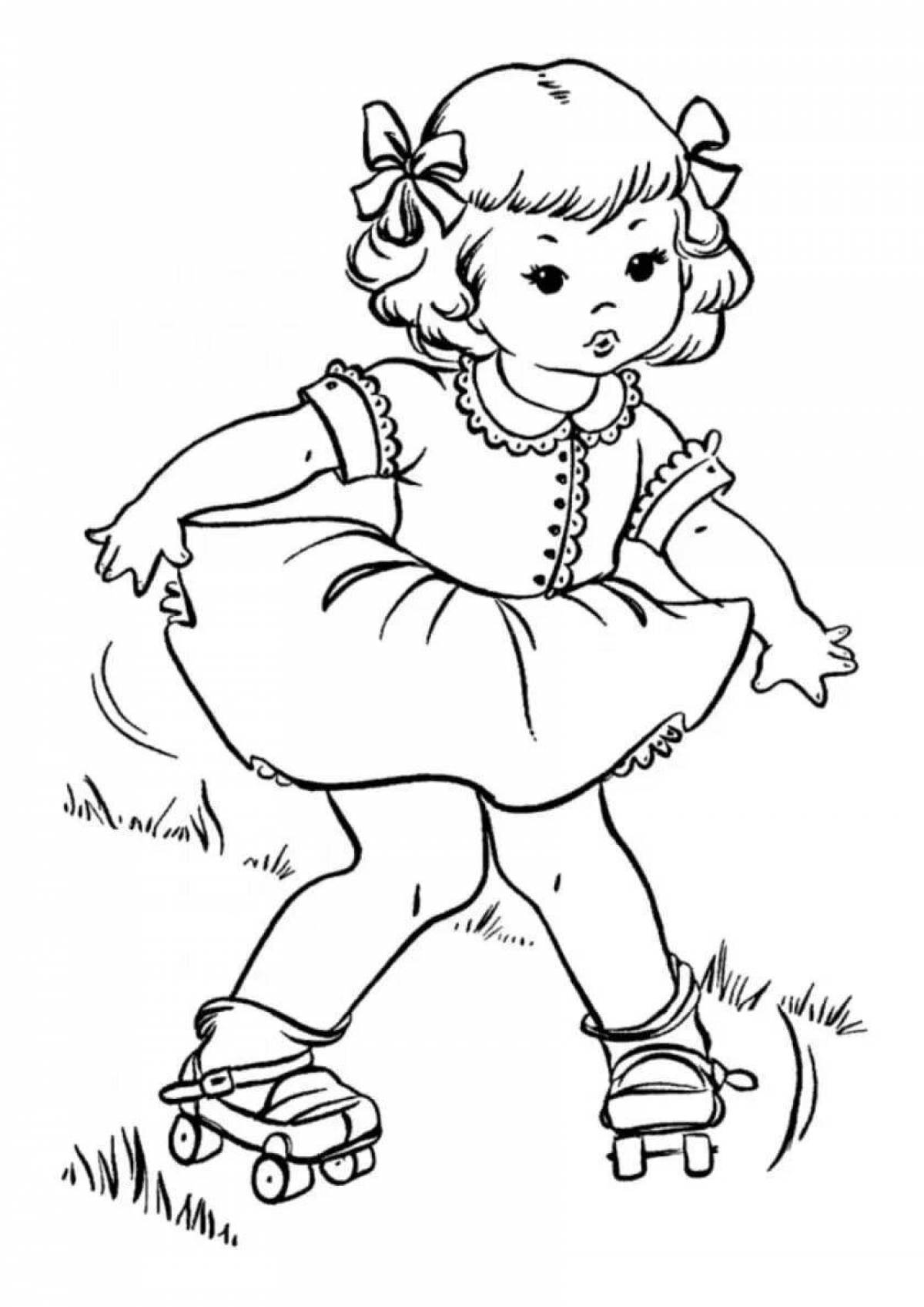 Cute coloring girl standing