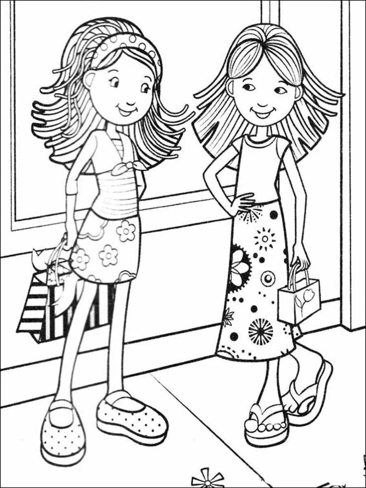 Coloring page gorgeous standing girl