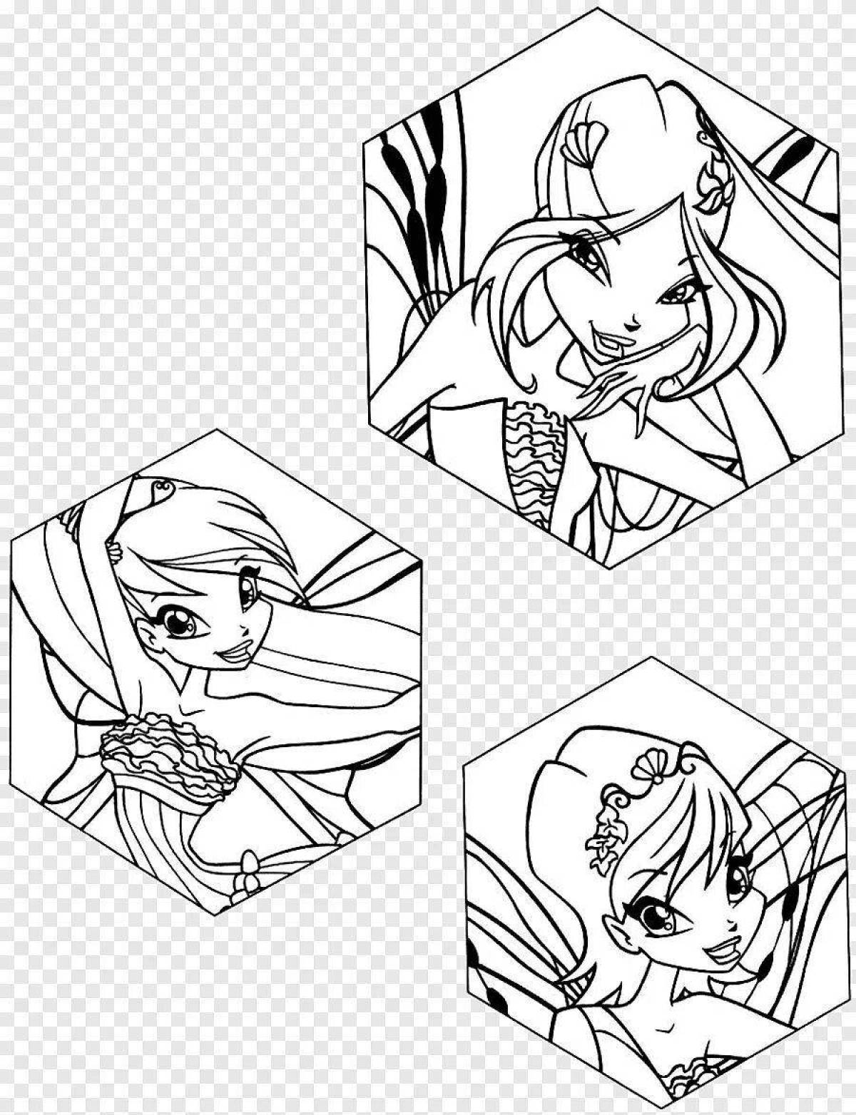 Playful winx comics coloring page