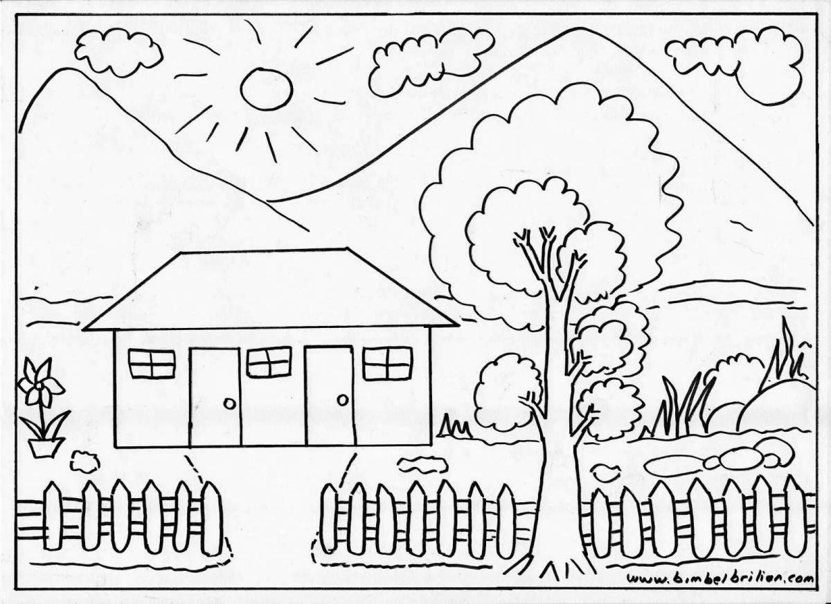 Coloring exquisite house nature