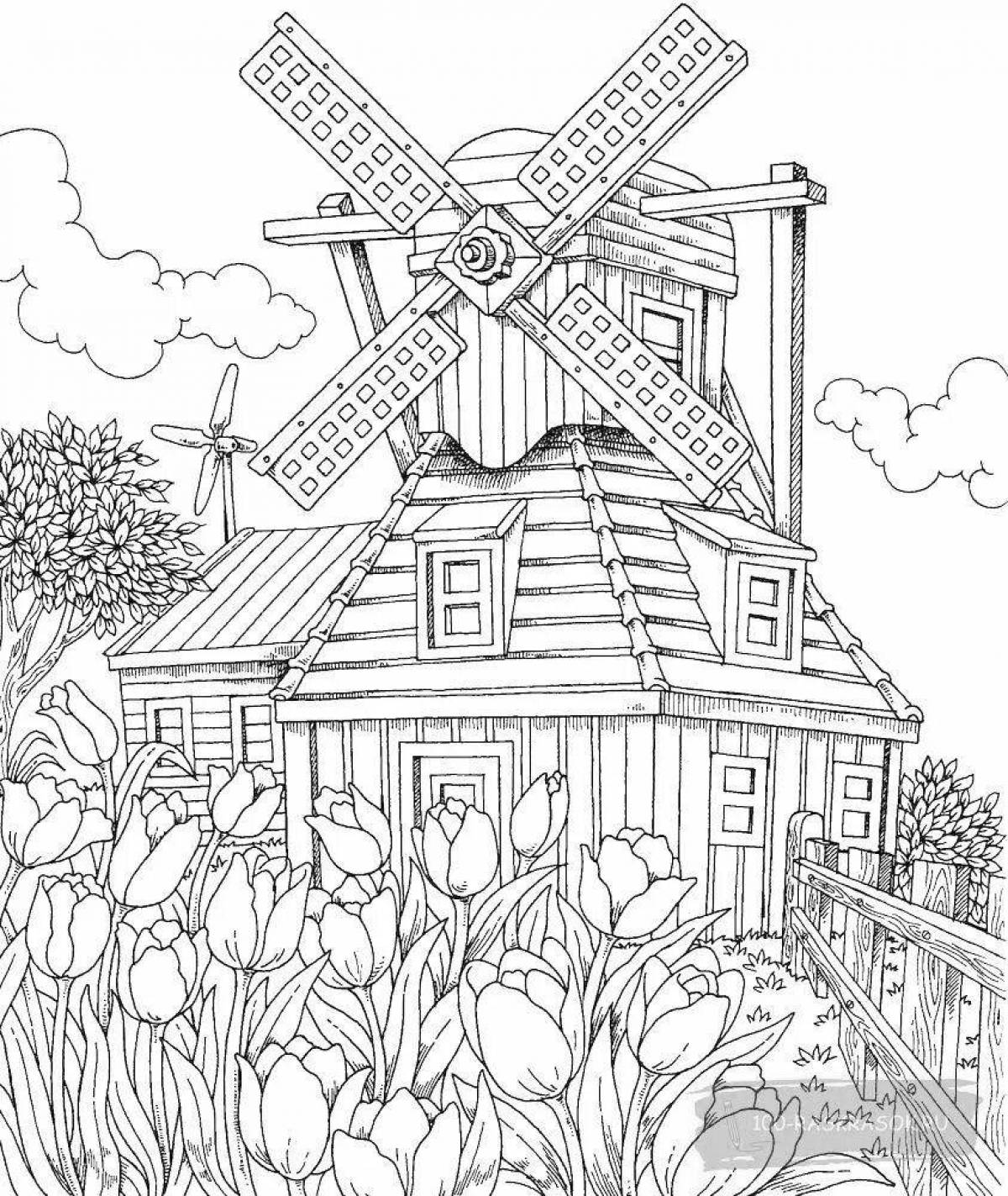 Coloring page blissful house nature