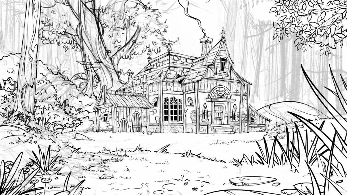 Coloring book quiet house nature