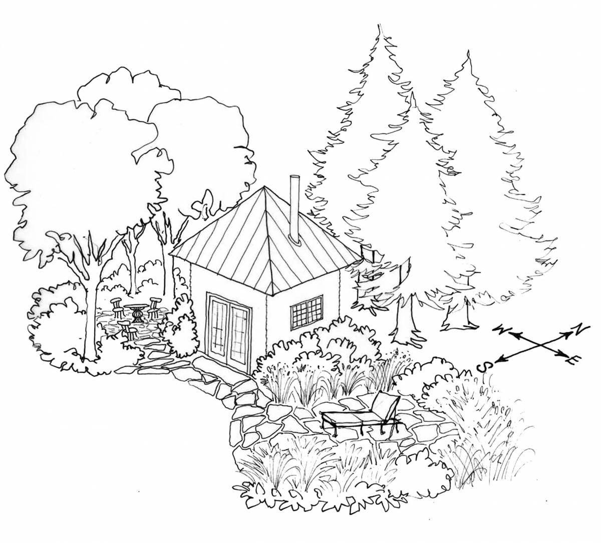 Coloring page captivating house nature