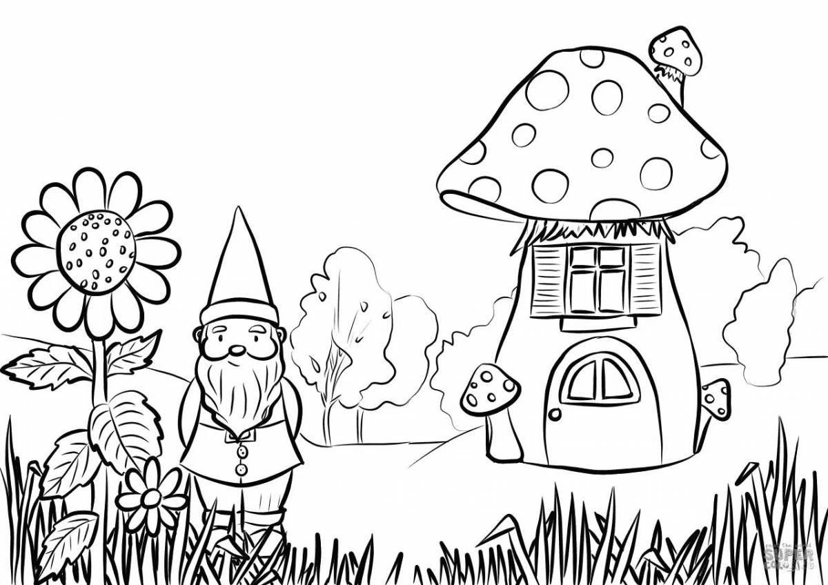 Coloring book glowing house nature