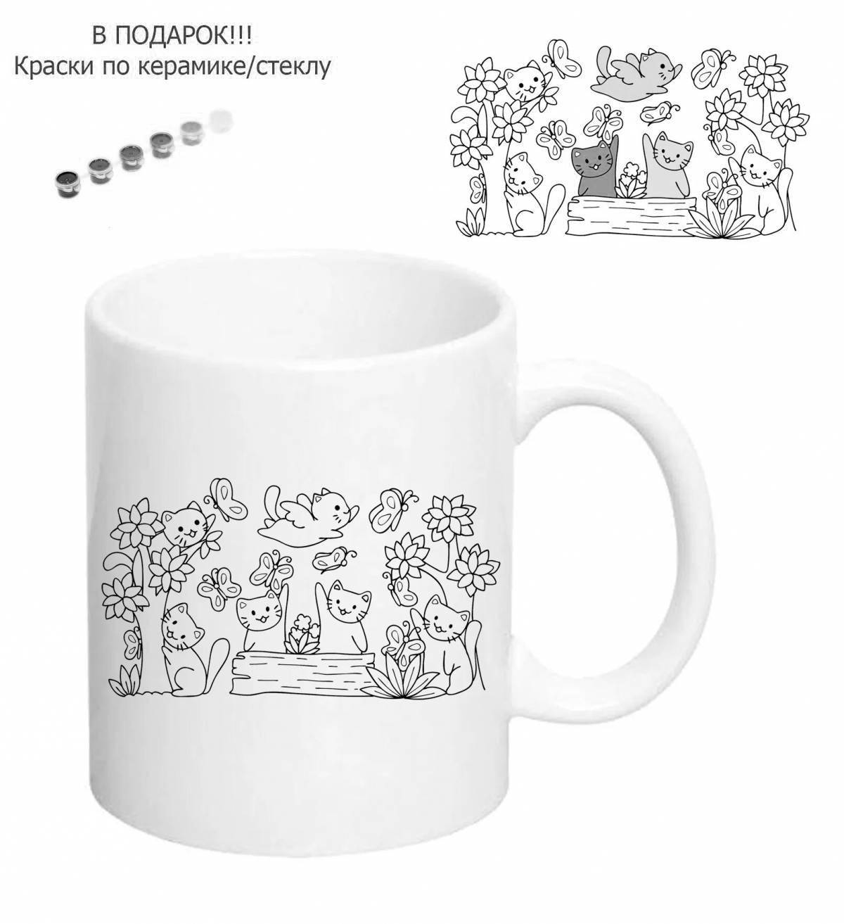 Colorful coloring mug instructions