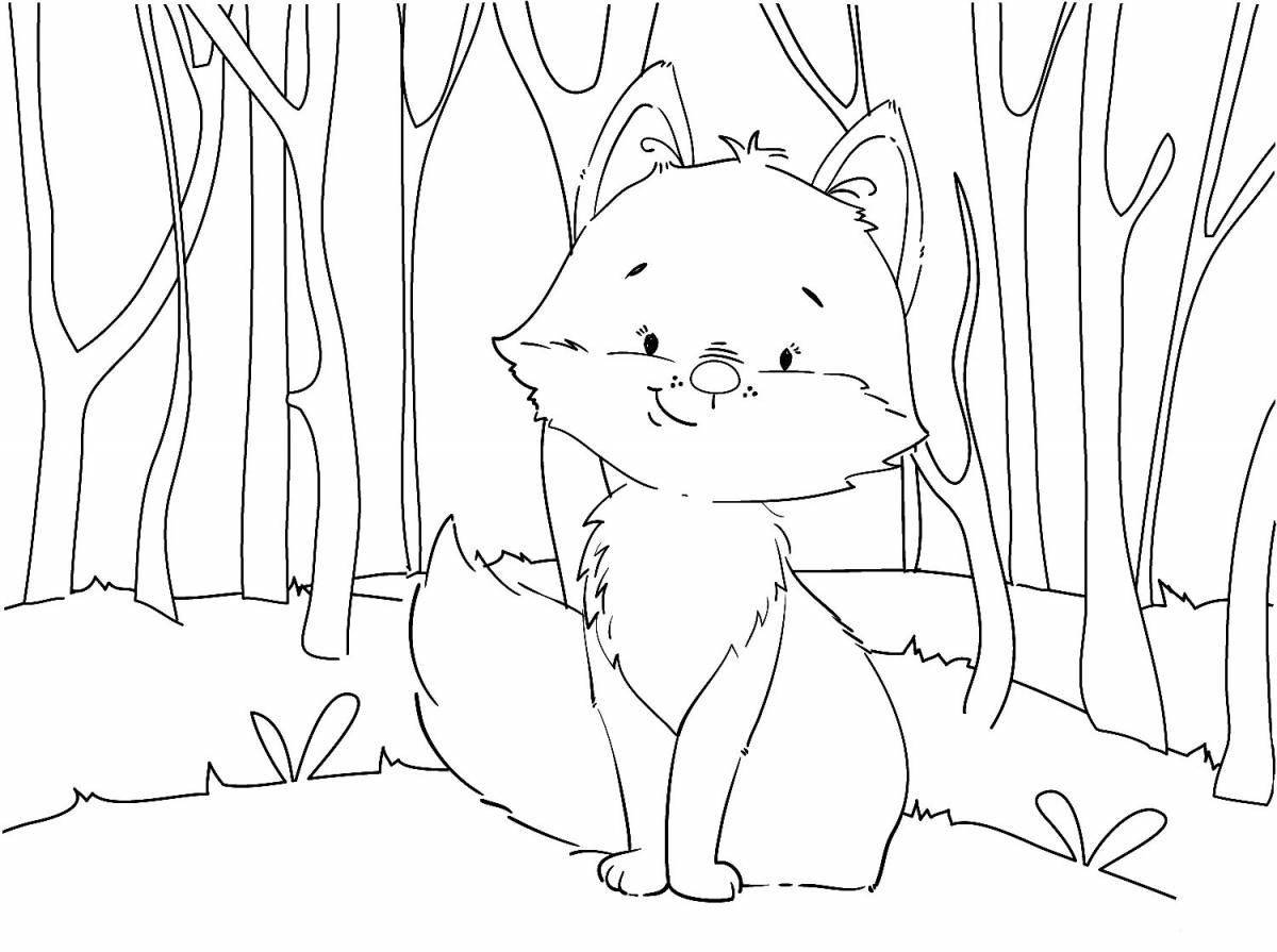 Adorable fox coloring