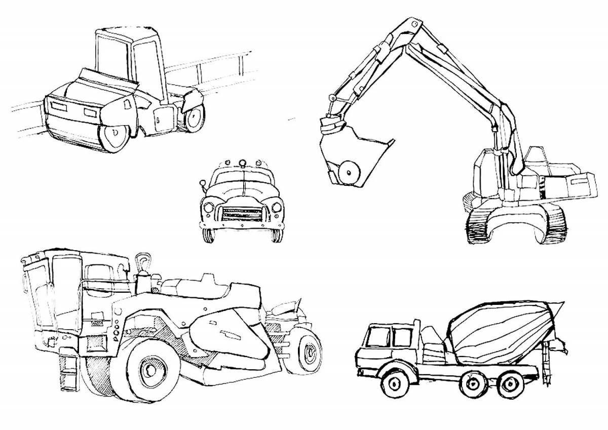 Coloring page of complex machines and mechanisms