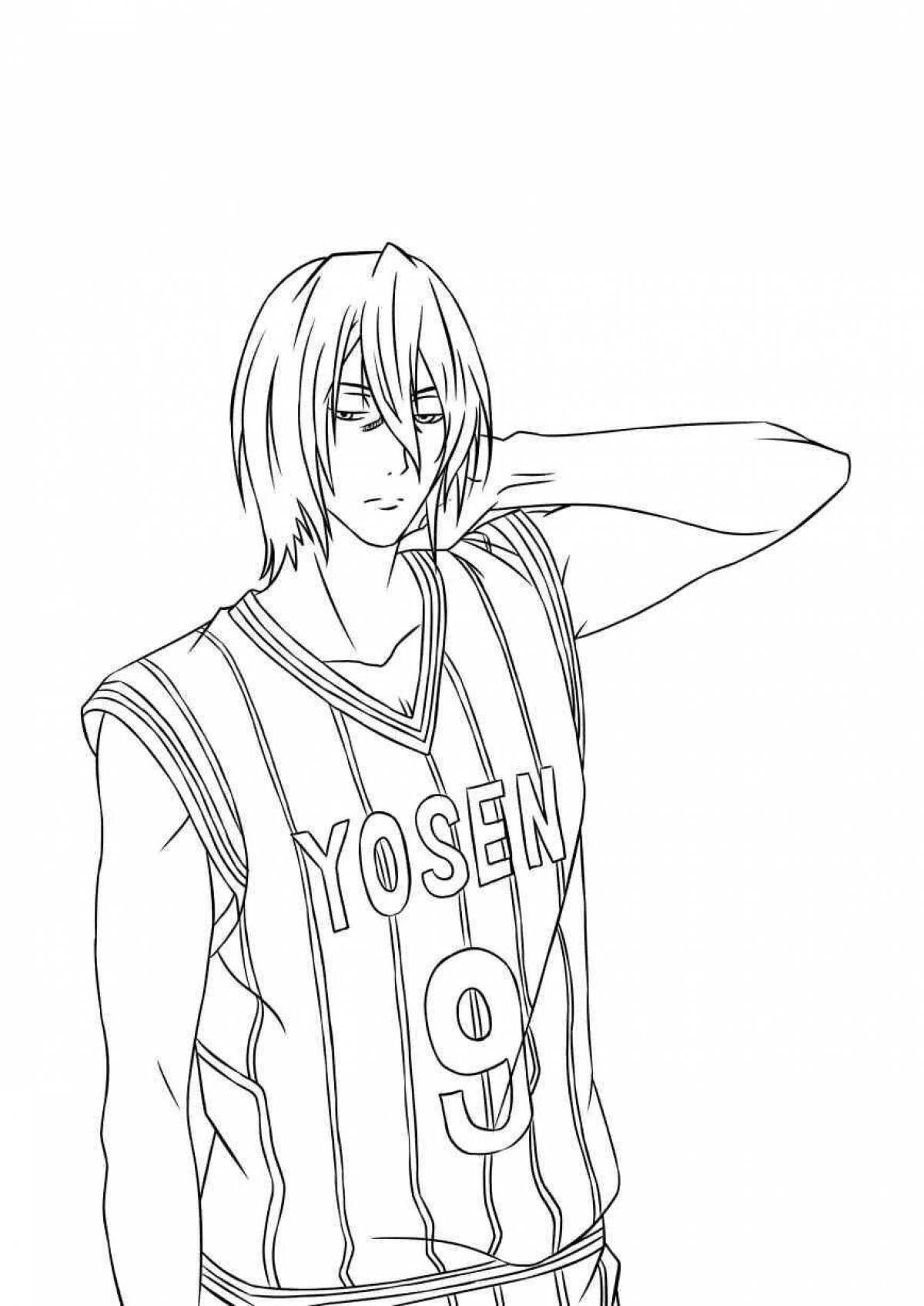 Coloring book adorable anime basketball